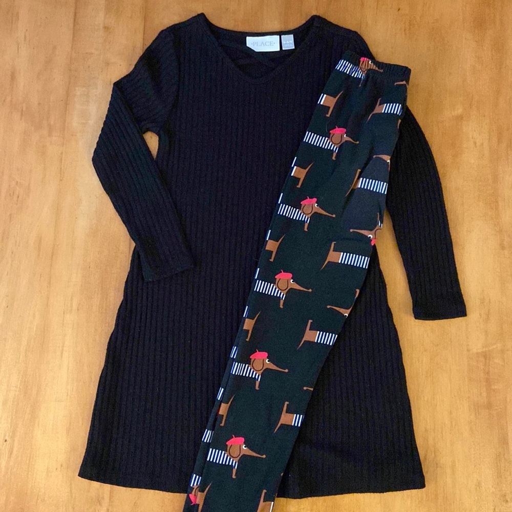 Children’s Place ribbed dress sz 5/6 w/Agnes & Dora leggings S/M